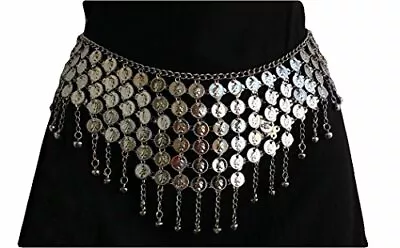 Fashion Coin Chain Belt Waist Hip Belly Dance Full Metal Silver Tone Length 43  • $20