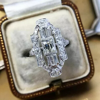 Creative 925 Silver Filled Ring Cubic Zircon Jewelry Women Wedding Ring Sz 6-10 • $2.33