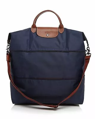 NWT Longchamp Le Pliage Club Expandable Travel Duffle Weekender 1911089 NAVY Blu • $265