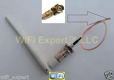 1 White Dual Band WiFi 5dBi Antenna TNC 2.4Ghz 5Ghz With 8  U.Fl IPX Cable RG178 • $8.74