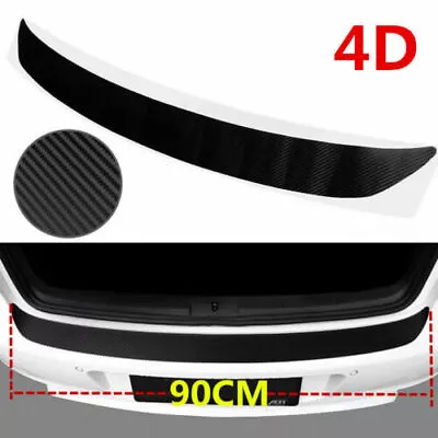 4D Carbon Fiber Black Car Auto Rear Bumper Trunk Tail Lip Protect Decal Sticker • $10.64