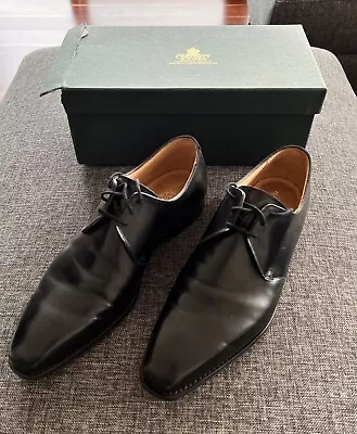 Crockett & Jones Highbury Derby Shoe - Black Calf - Mens Size 10 E - Vibram Sole • $695