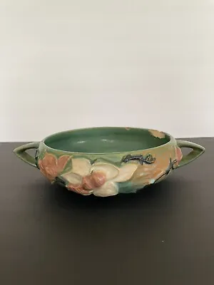 $12 • Buy Vintage Roseville Pottery Green Double Handled Magnolia Bowl #447 - 6 AS FOUND