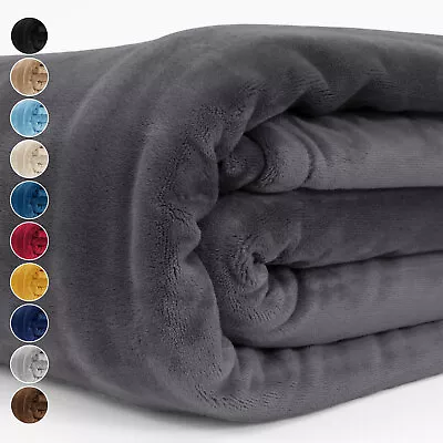 Extra Large Fleece Blanket Super Soft Reversible Bed Sofa Throw Double & King • £16.71