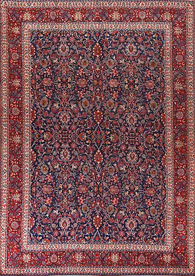 Vintage Navy Blue/ Rust Handmade Floral Mood Living Room Rug Area Carpet 10x13 • $2399