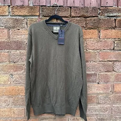 Musto Men’s Khaki Brown V-neck Knit Jumper Size L New • £55