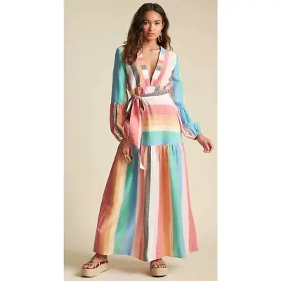 Billabong Long Rainbow Stripy Dress Size S • £28