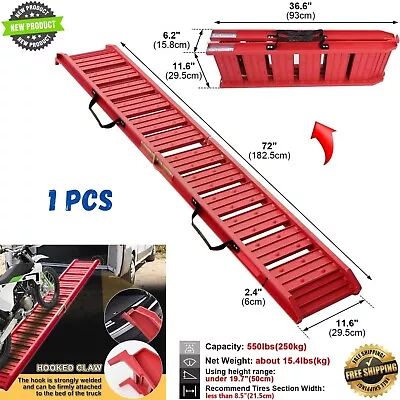 Loading Ramp Folding For ATV/UTV Car Motorcycle Truck Tractor Bike Mower Trailer • $253.09