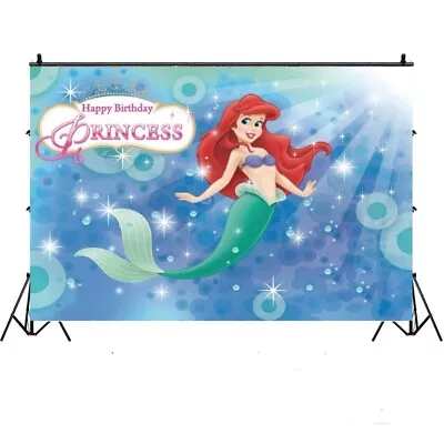 Mermaid Princess Backdrop Birthday Party Decorations Background Banner Props • $11.75