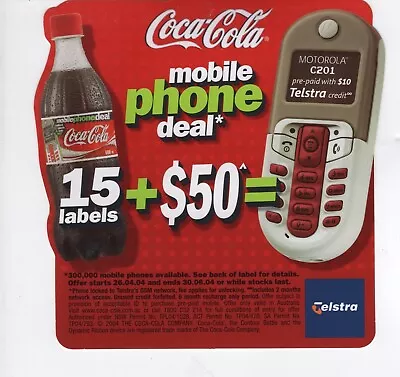 Coca-Cola Motorola Mobile Phone Deal Card • $3.20