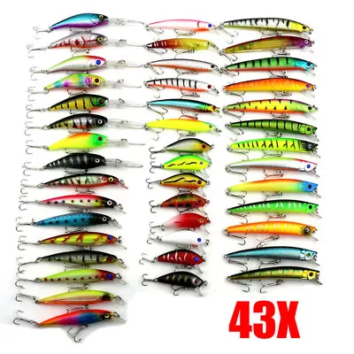 $43.60 • Buy 43pcs Mixed Fishing Lures Bulk Murray Cod Freshwater Bream Minnow Baits Outdoor