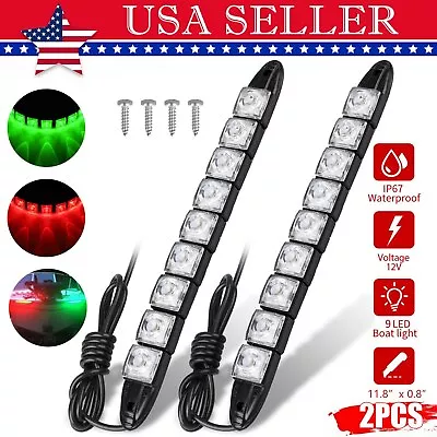 2x Red Green Submersible Navigation Light Waterproof Marine Boat Bow LED Strips • $11.48