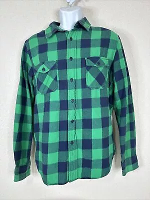 Arizona Jean Men Size M Grn/Blue Check Light Flannel Button Up Shirt Long Sleeve • $12.64