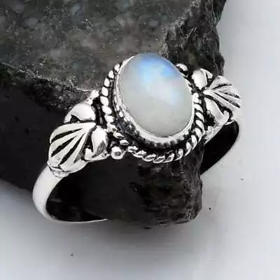 Rainbow Moonstone Gemstone Gift For Her Ring Jewelry US Size-9.5 AR 19579 • $0.99