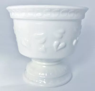 Vintage Milk Glass Candle Holder Ivy Heart Design 4” X 4” • $13.99