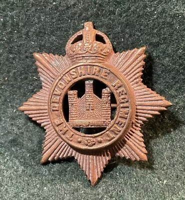 Original Brass Devonshire Regiment (Devon) Cap Badge. Kings Crown.  J19 • £8.99