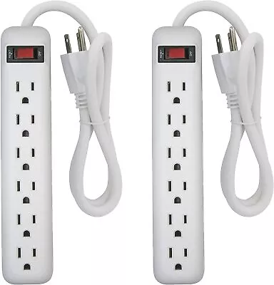 Clear Power 6 Outlet Power Strip With 1.5~8 Ft Power Cord 3 Prong Grounded 15A • $14.99