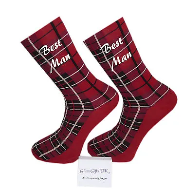 Red Tartan Design Wedding Socks Groom Best Man Usher • £4.49