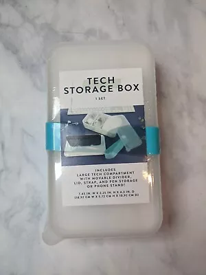 Tech Makeup Cosmetic Organizer Storage Box- Store Phone Cords Chargers White • $7.95