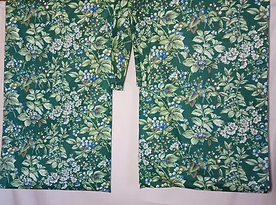 Laura Ashley Brambleberry Rodpocket Draperies 2 Panels Green Drapes W Tiebacks • $67.99