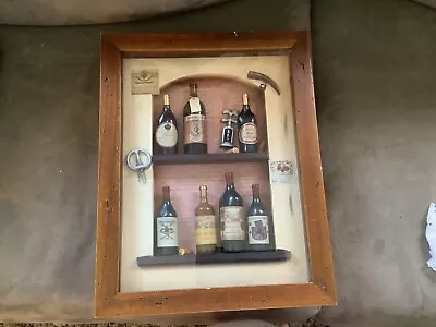 Vintage Art Miniature Wine Bottles 3D Shadow Box Antique Wine Theme • $33