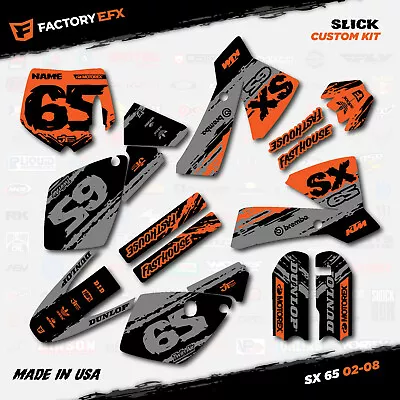 Gray & Orange Slick Racing Graphics Kit Fits 02-08 KTM 65sx 65 Sx Decal Sticker • $77.07