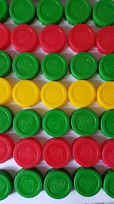 35 Assorted Plastic Milk Bottle Tops Lids Caps With Logo (Kids Art Craft School) • £1.50