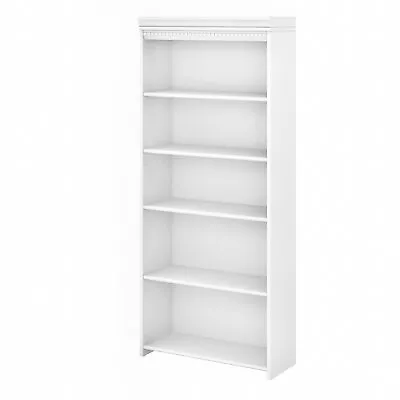 Bush Furniture Fairview 5-Shelf 69 H Bookcase Shiplap Gray/Pure White • $216.38