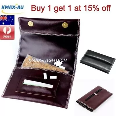 Cigarette Tobacco Wallet Filter Pouch Holder PU Leather Bag Case Rolling Paper • $8.29