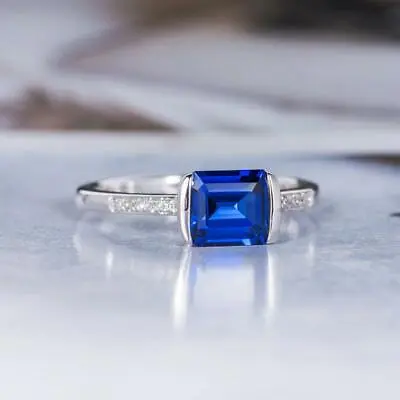 2Ct Princess Cut Created Blue Tanzanite Wedding Women Ring 14K White Gold Finish • $69.99
