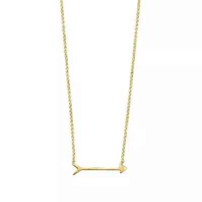 Handcrafted Dainty Sideways Arrow Pendant Necklace In 14k Yellow Gold 925 • $25.60