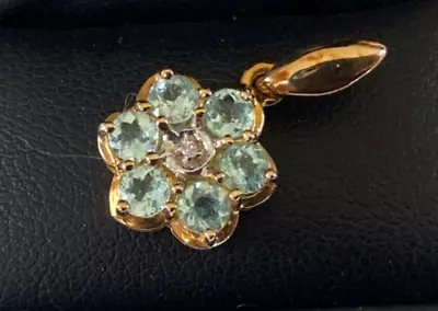 9ct Gold Topaz Diamond Pendant • $163.89
