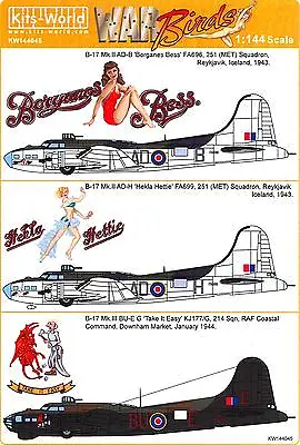 Kits World Decals 1/144 BOEING B-17 FORTRES Mk.III Iceland Coastal Command #2 • $9.99