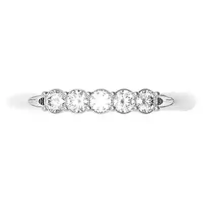 14K White Gold .36 Ct Natural Round Brilliant Ring Excellent Grade Size 7  • £677.26