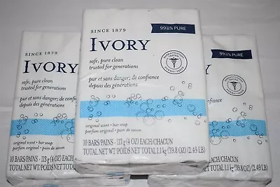 Lot Of 3 Packs Of 10 Each Ivory Soap Original Scent 4 Oz Bars Soap (30 Total) • $45
