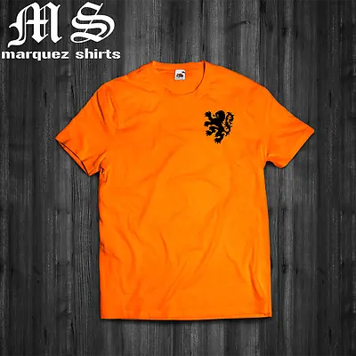 T Shirt NETHERLANDS Classic Lion Logo Holland Dutch Cruyff Van Basten Soccer  • $17.90