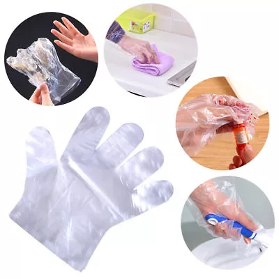 £1.99 • Buy Disposable Clear Polythene PE Gloves Plastic Food Safe Cleaning Glove UK