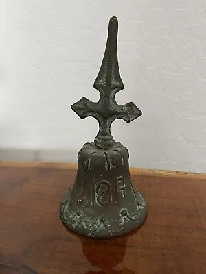 Vintage Antique Ornate Heavy Iron Metal Hand Bell • $15