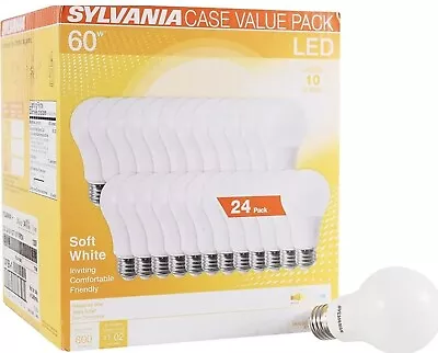 SYLVANIA 24 Bulbs 60 Watt Best Soft White LED Light Bulbs A19 800 Lumens Frosted • $29.99