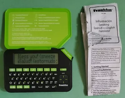 Franklin TES-300 English Spanish Translator Travel Size Green And Black Works • $39.99