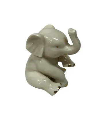 Lenox Classic Miniatures 3  Sitting Elephant Gold Accents Fine Bone China  • $9.98