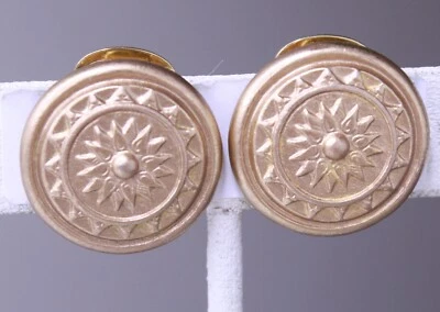 $22.99 • Buy Vintage BEN-AMUN Signed Etruscan Gold Tone Earrings Clip-on