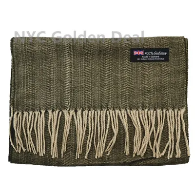 Men Women Unisex 100% CASHMERE Warm PLAIN Scarf THICK STRIPE Wool SCOTLAND • $7.99