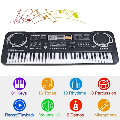 61 Keys Digital Electronic Keyboard Piano Kids Musical Instrument With Mic R8Q6 • $24.39