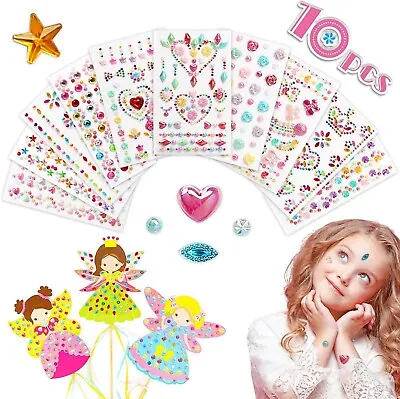 £3.19 • Buy 3D Gems Stickers 2000+ 10 Sheets For Kids DIY Art Decoration Crafts Gift Fun
