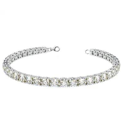 12 Carat Near White Round Moissanite Diamond Tennis Bracelet Silver .7 Inch • $21.50