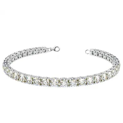 12 Carat/~Near White Round Moissanite Diamond Tennis Bracelet Silver .7 Inch • $0.99