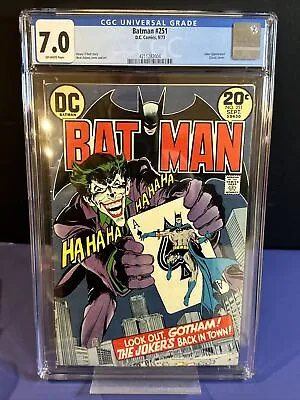 Batman #251 (CGC 7.0) Off White Pages/Classic Neal Adams Cover & Art • £563