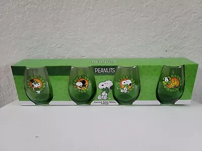 Peanuts Snoopy & Woodstock St Patrick’s Day Curved Glass Set Set Of 4 • $43.20