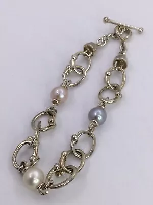 Michael Dawkins Sterling Silver & Pearl Bracelet (s768)  • $60